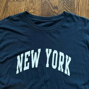 Brandy Melville Navy Blue 'New York' Long Sleeve Tee